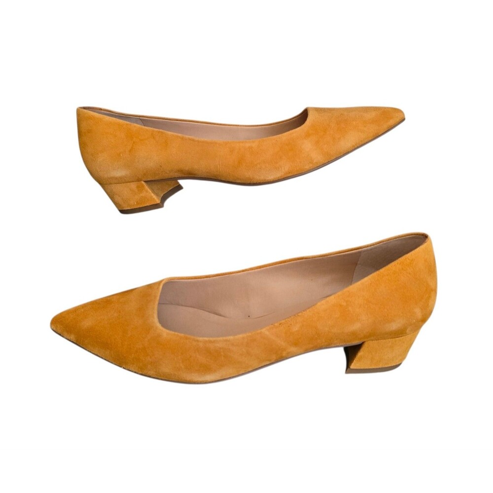 Franco Sarto Orange Suede Pumps Shoes Womens Size 10 Pointed Toe Slip Ons